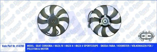KALE 414700 Fan Motoru Vw Cordoba / Ibiza Iv / Ibiza V / Ibiza V Sportcoupe - Fabia / Roomster / Fox / Polo (250/60w 394mm) (Fan-Motor)